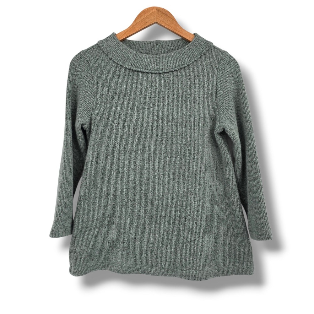 LOFT Outlet Petite Green Mock Neck Long Sleeve Knit Pullover Sweater Size Small